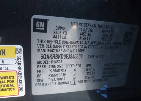 2014 Buick Enclave Leather from USA, damaged, VIN 5GAKRBKD0EJ345302